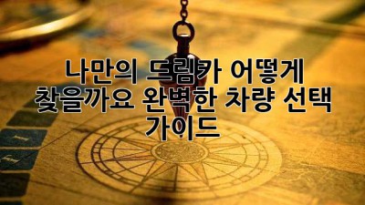 나만의 드림카, 어떻게 찾을까요? 완벽한 차량 선택 가이드